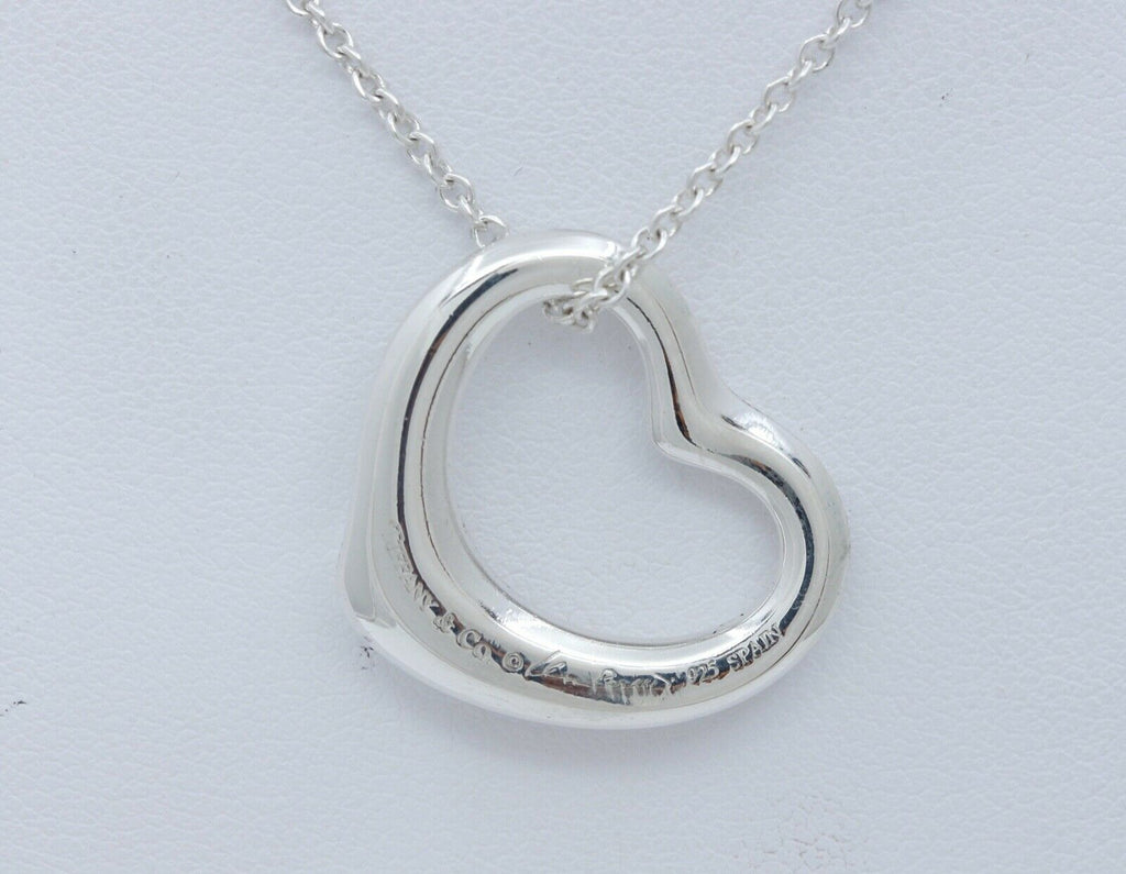 Tiffany and Co Elsa Peretti Spain 925 Floating Heart and Chain Pendant