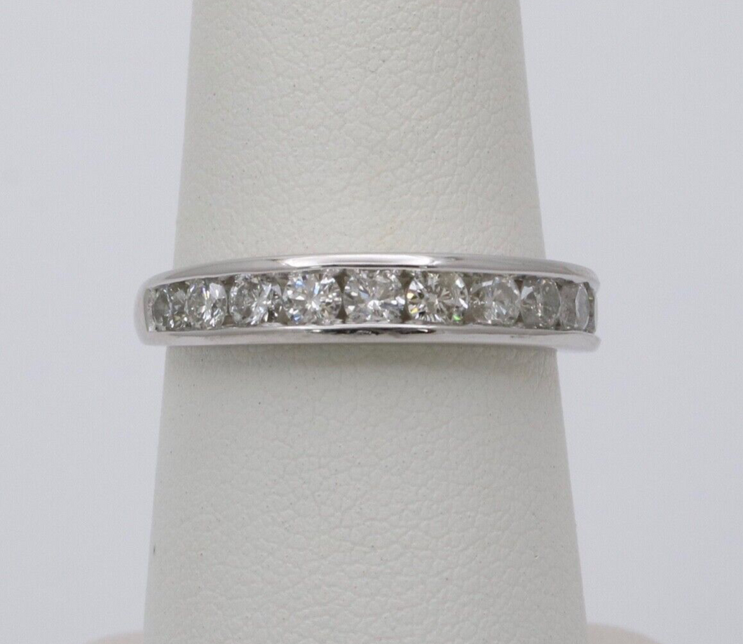 Classic 14K White Gold Diamond Half Eternity Band.