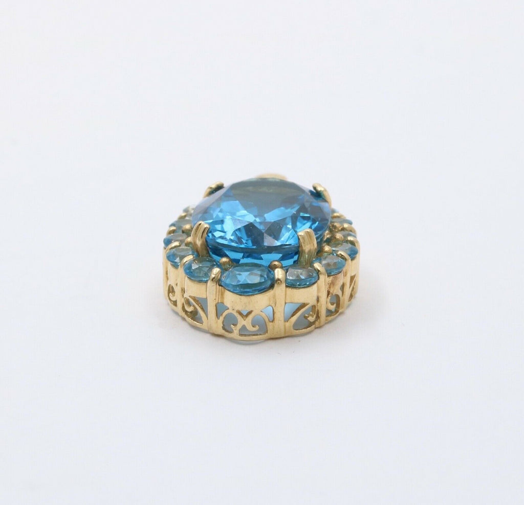 Vintage London Blue Topaz 14K Yellow Gold Pendant