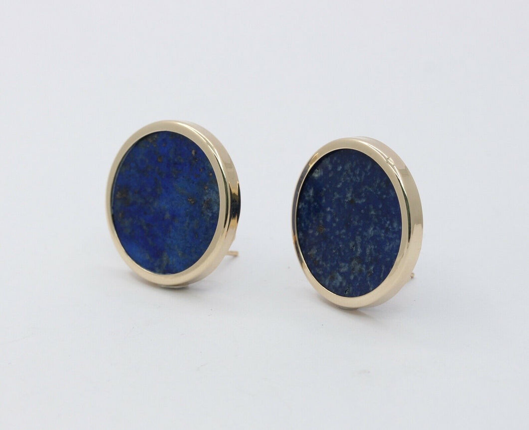 Vintage Ladies Large 14K Lapis Lazuli Earrings