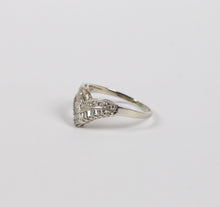 Load image into Gallery viewer, Vintage 14K White Gold &quot;V&quot; Shaped Wedding Band With Diamonds
