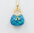 Cute Vintage 14K Synthetic Opal Diamond Purse Pendant