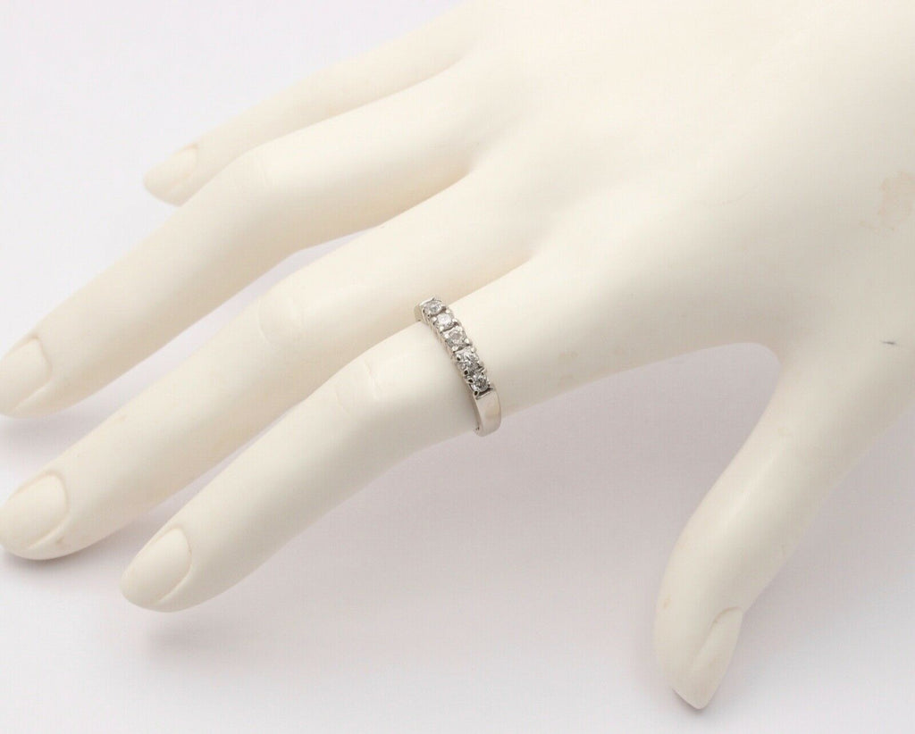 Vintage Diamonds 14k White Gold Wedding Stacking Band