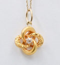Art Deco Infinity Hoops Diamond 18K Yellow Gold Pendant