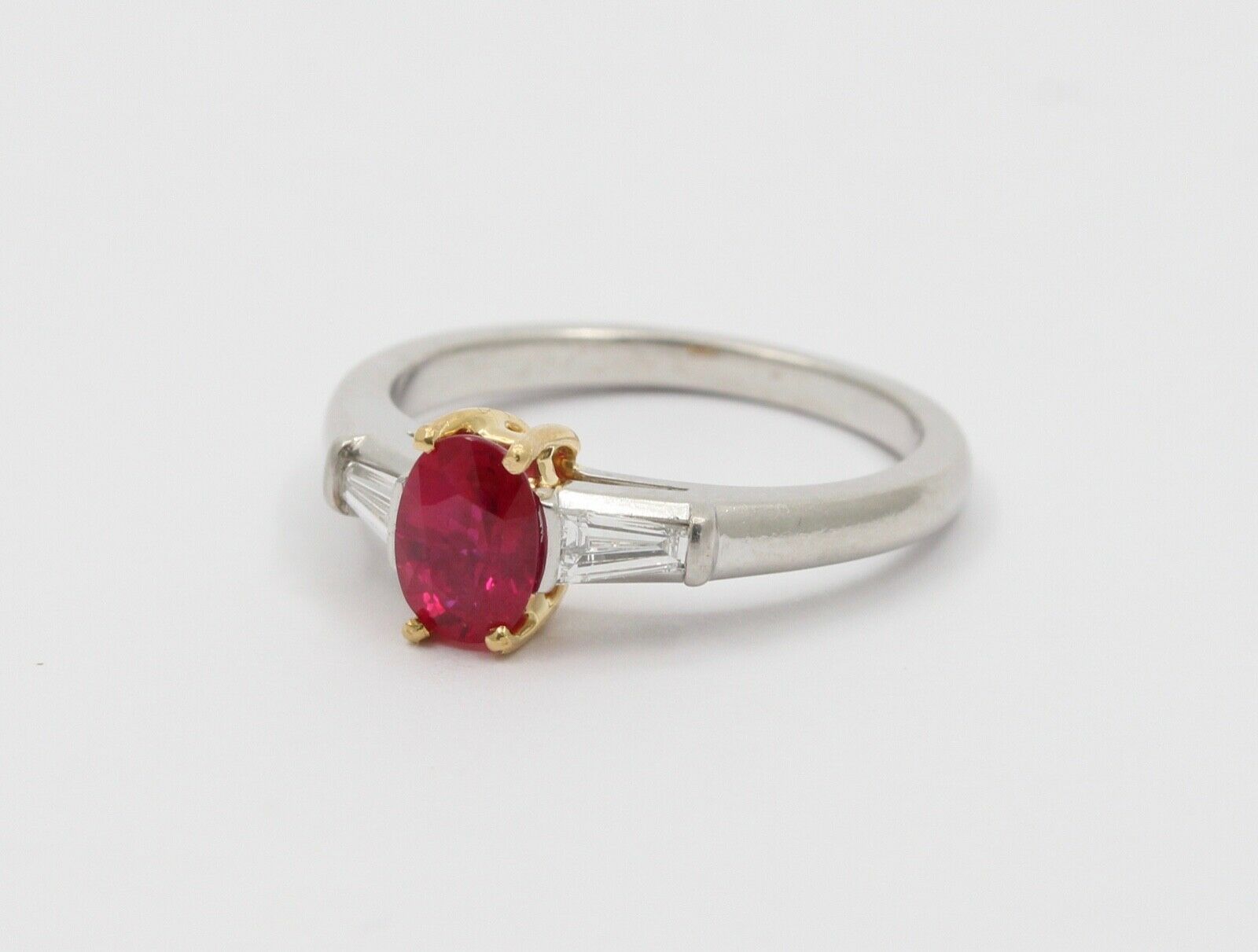 Vintage Tiffany & Co. Burma Ruby Baguette Diamonds Platinum18K Ring