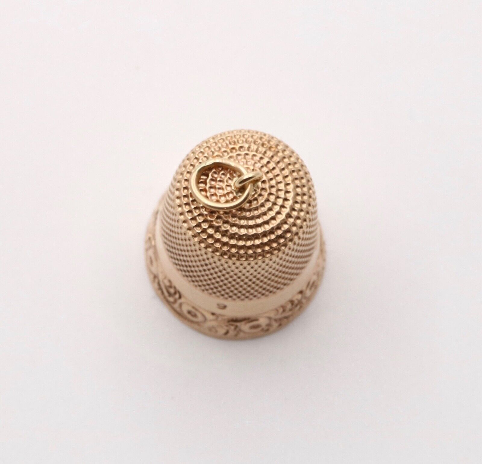 Antique 14K Yellow Gold Sewing Thimble Charm Pendant.