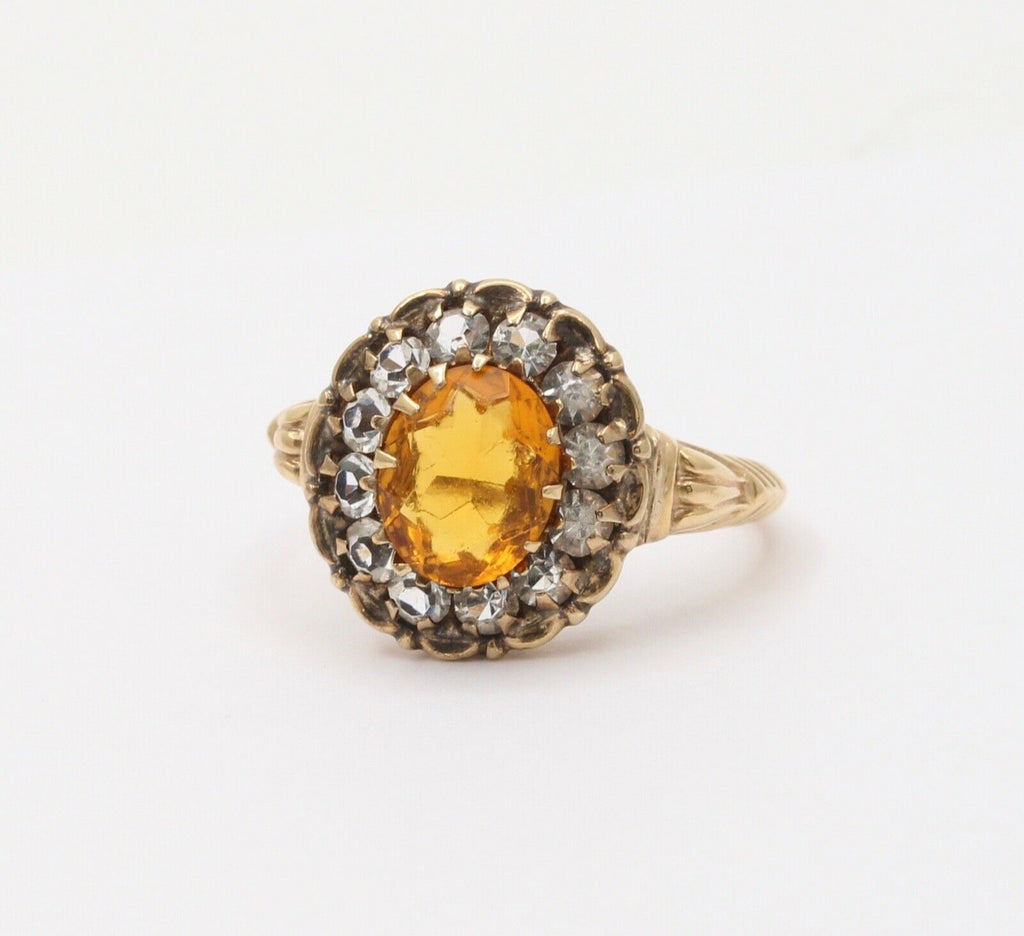 Victorian Citrine and Paste 14K Yellow Gold Ring