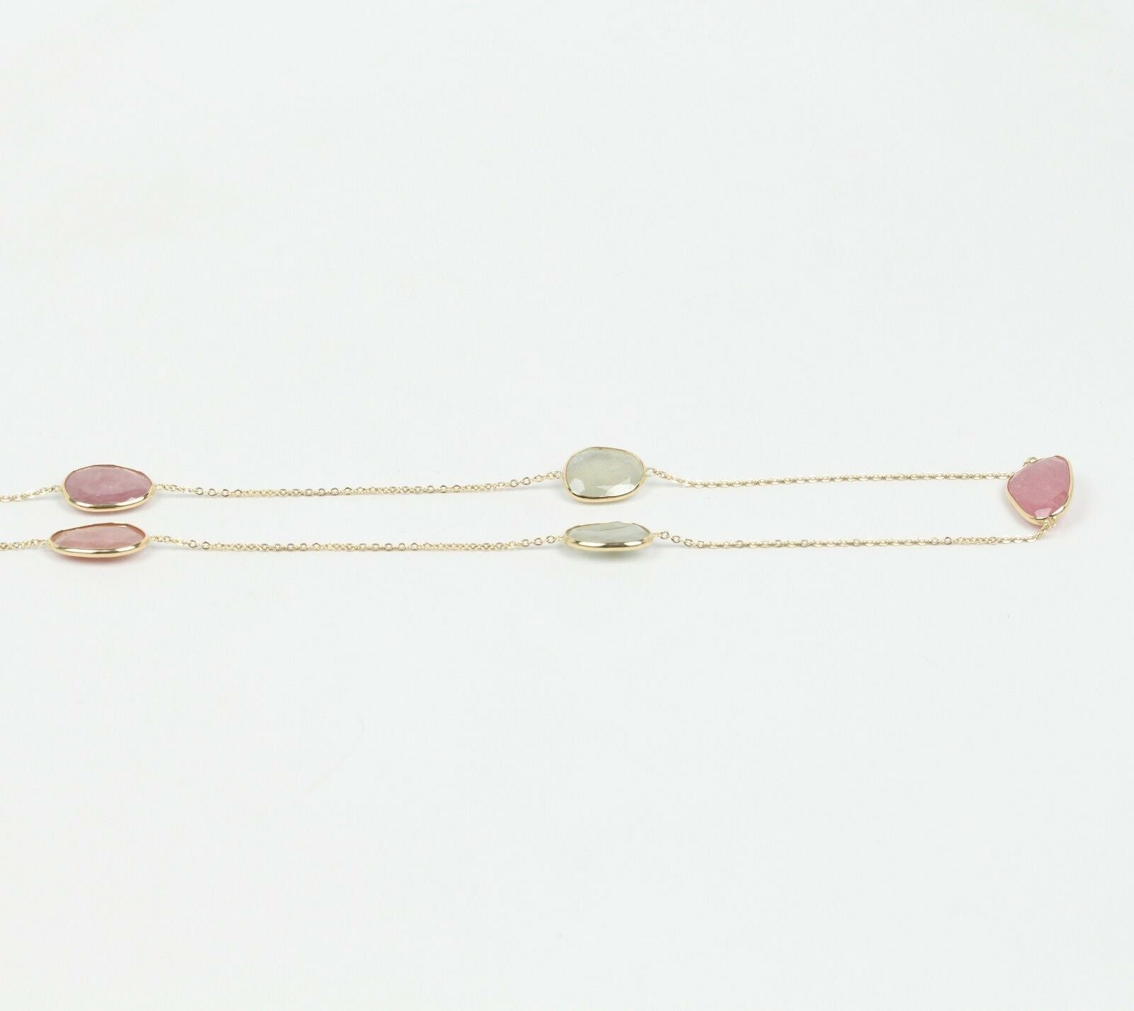Vintage 14K Yellow Gold Garnet Station Necklace
