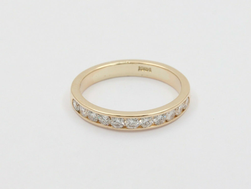 Vintage 14K Yellow Gold Half Eternity Diamond Wedding Band