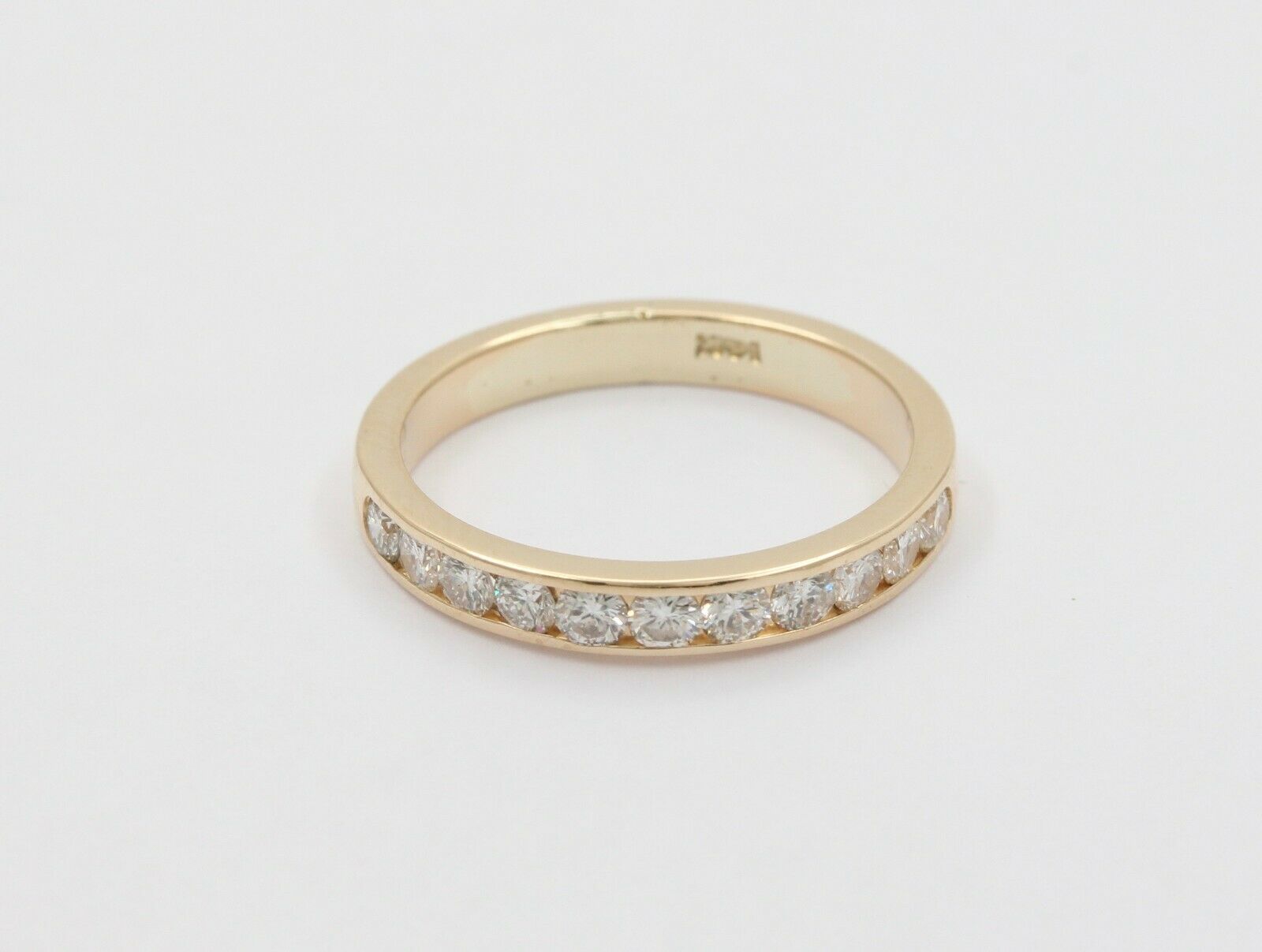 Vintage 14K Yellow Gold Half Eternity Diamond Wedding Band