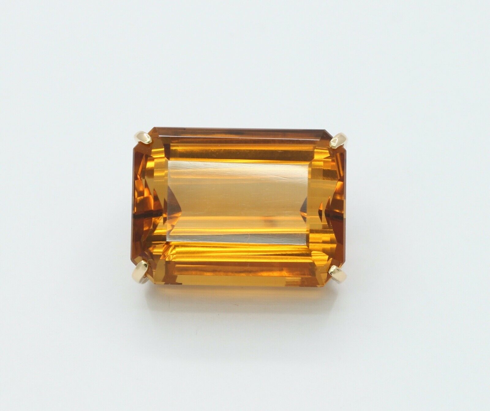 Vintage Huge Beautiful Statement Emerald Cut Citrine Brooch Pin
