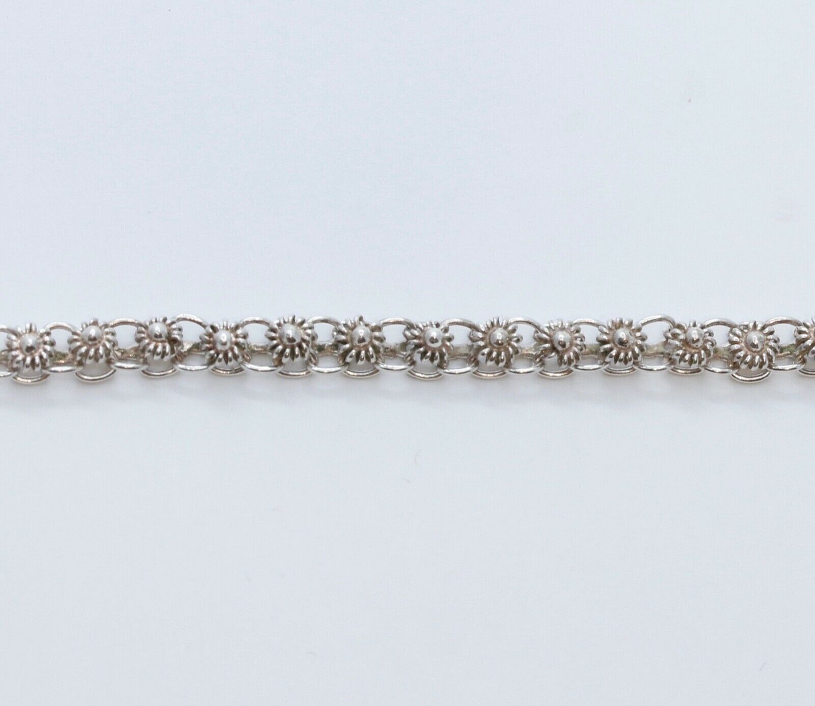 Beautiful Vintage Art Deco Style Floral Wrist Ankle Bracelet Sterling Silver 925