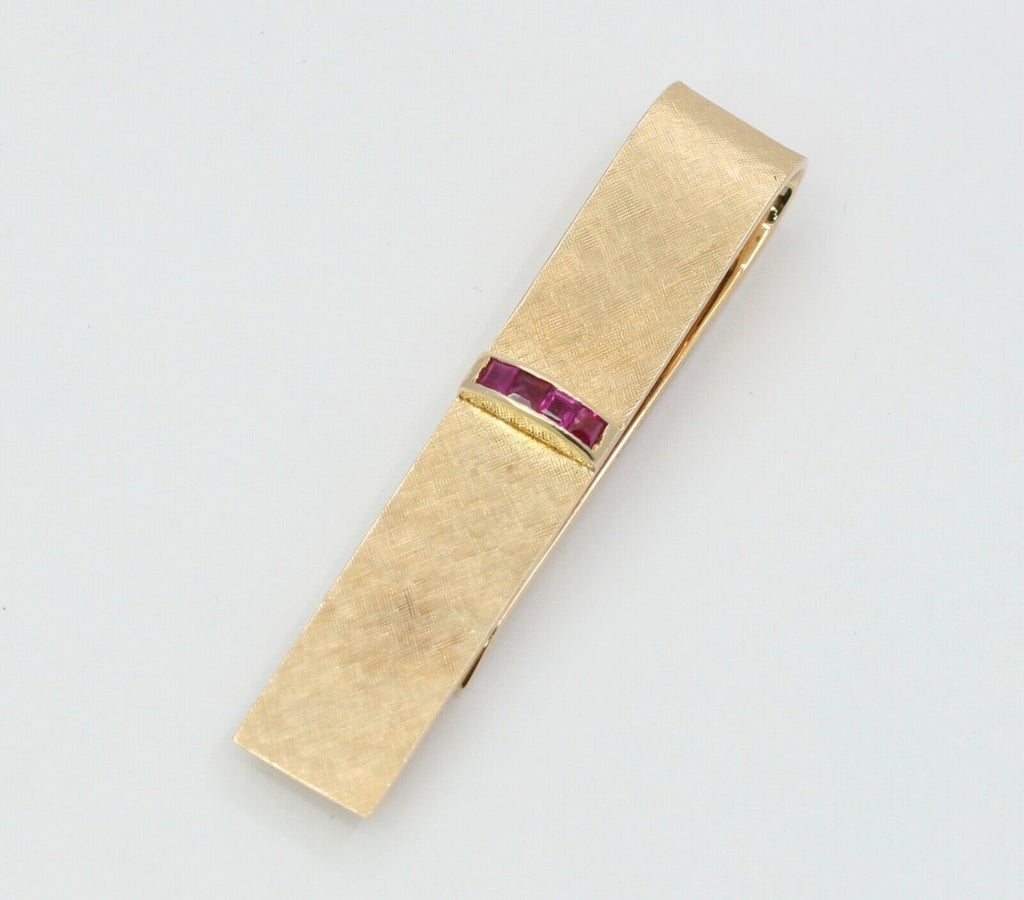 Vintage Tiffany and Co. 14K Yellow Gold Rubies Cross Brushed Finish Money Clip