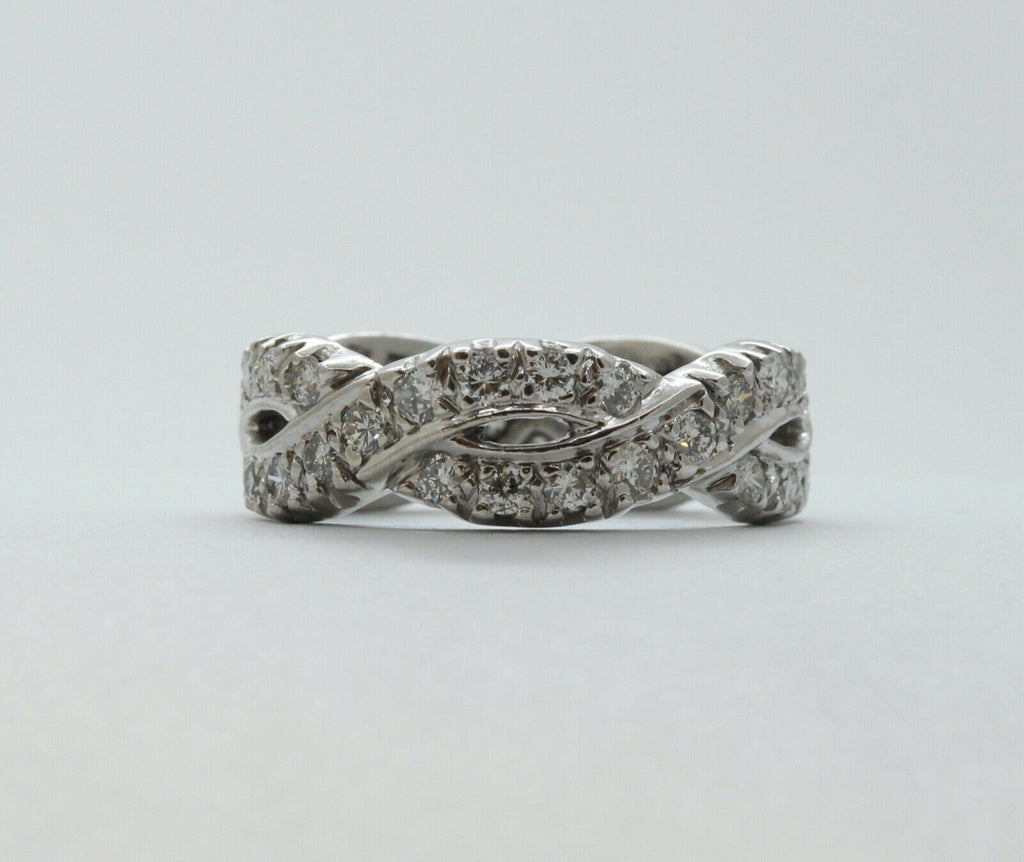 Vintage Ladies Diamonds Platinum Rope Twist Wedding Band Ring