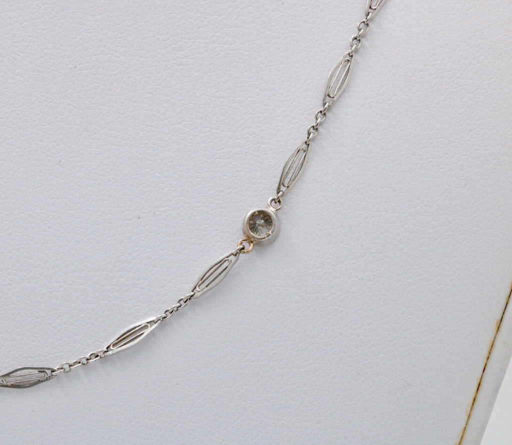Art Deco Diamonds By The Yard 14K White Gold Watch Chain