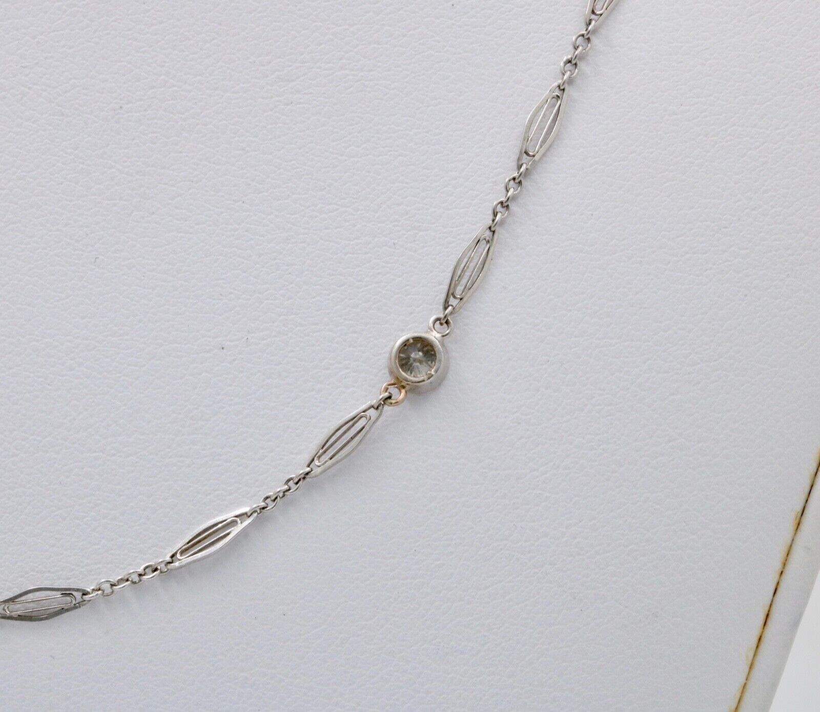 Art Deco Diamonds By The Yard 14K White Gold Watch Chain