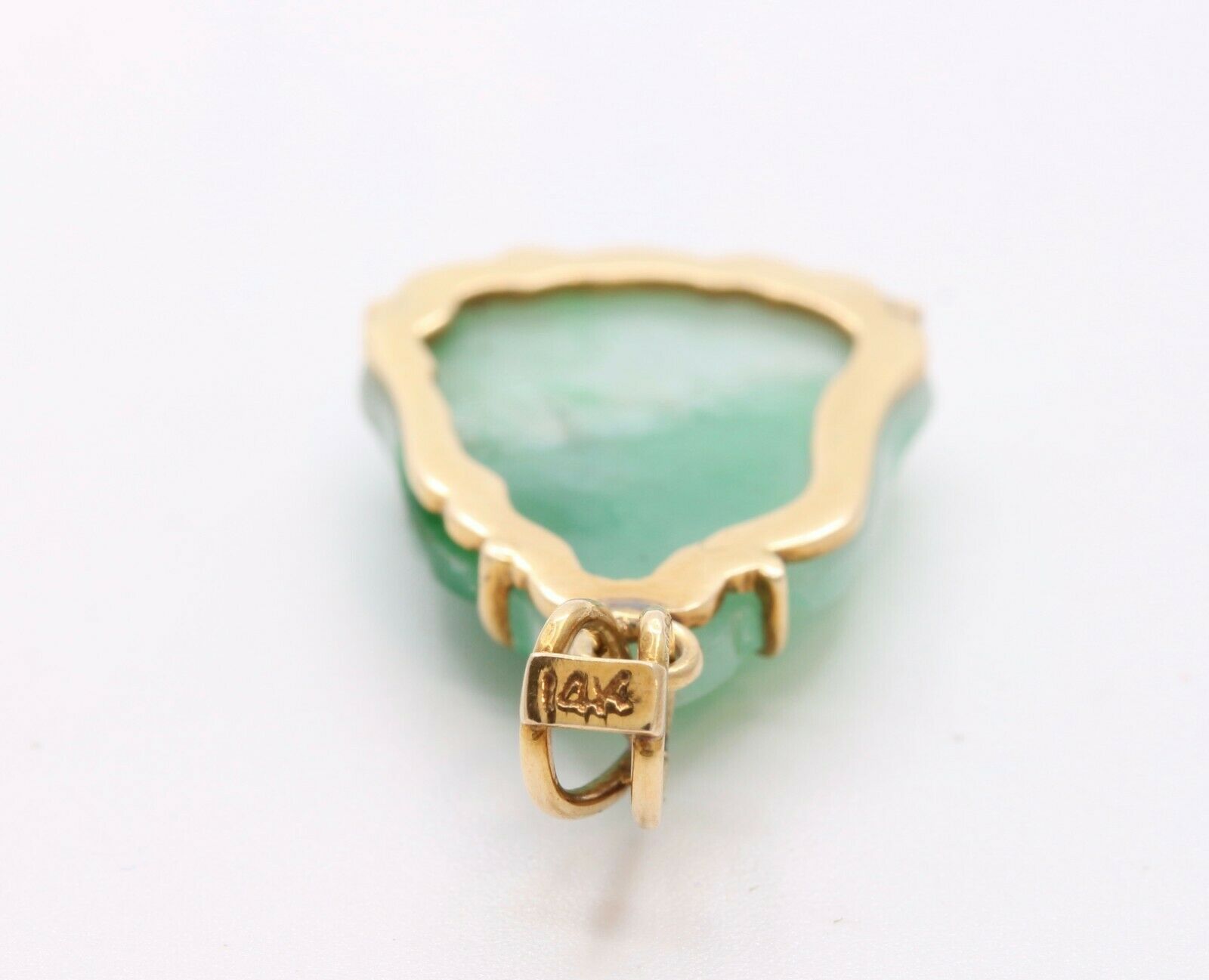 Vintage 14K Yellow Gold Jade Buddha Pendant