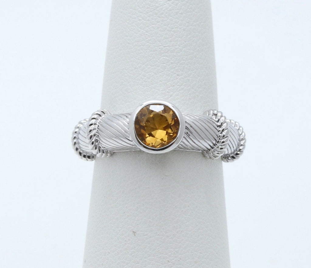 Vintage Judith Ripka Citrine 925 Sterling Silver Ring