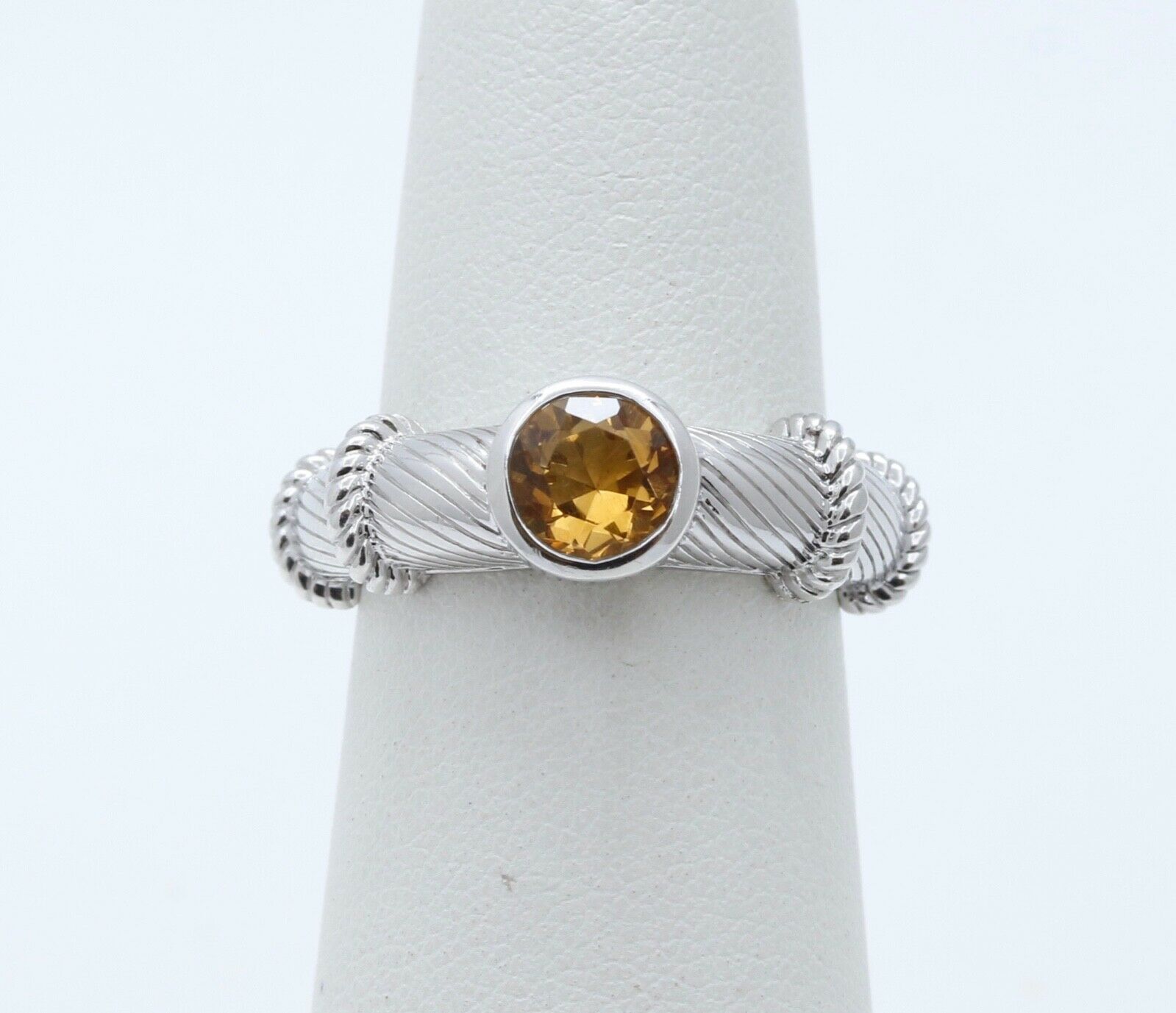 Vintage Judith Ripka Citrine 925 Sterling Silver Ring