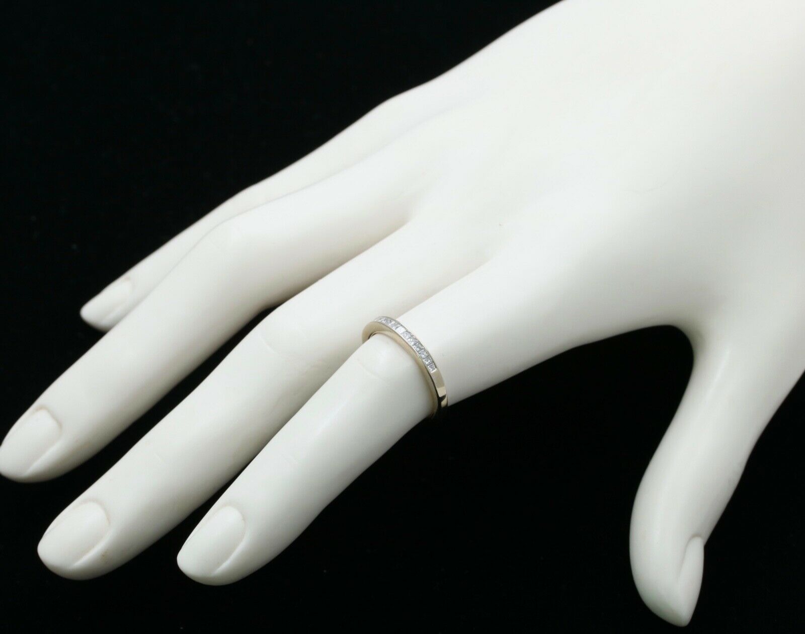 Vintage 14K White Gold Half Eternity DIamond Ring Band