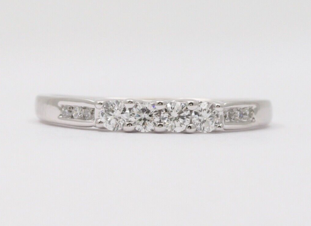 Classic Tolkowsky Diamond 14K White Gold Ring Band, Wedding Band.