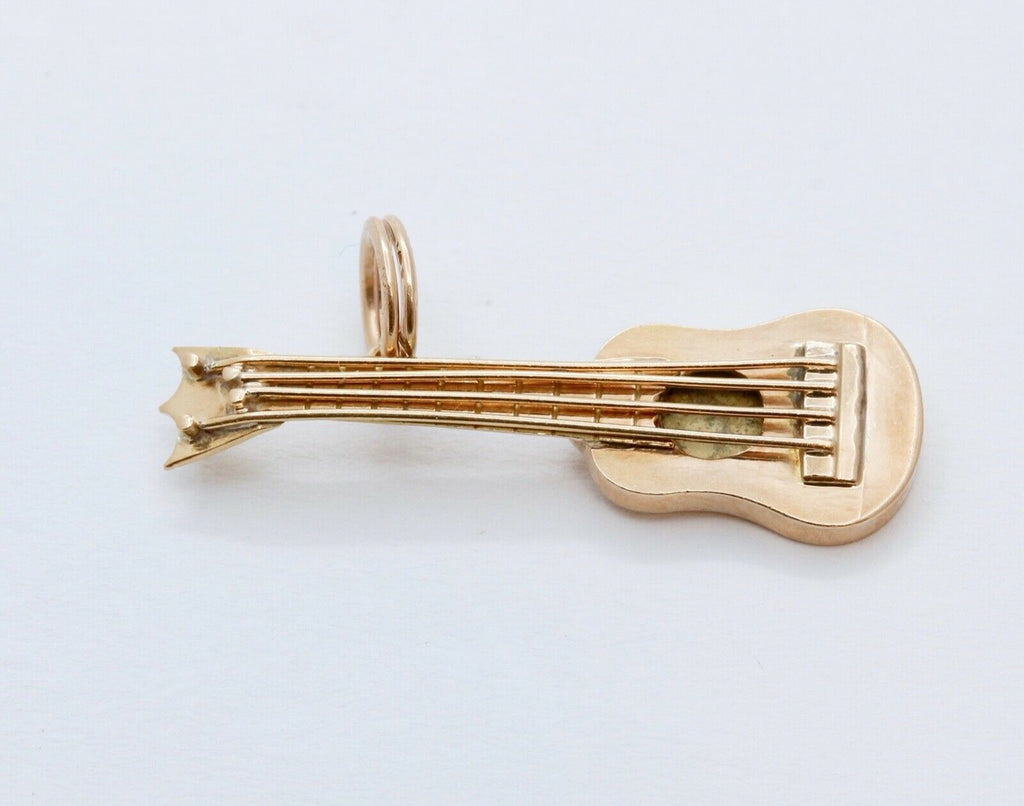 Guitar 18K Yellow Gold Pendant Charm Vintage