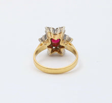 Load image into Gallery viewer, Vintage 18K Yellow Gold &amp; Sterling Silver 1.9 carats Ruby and Diamond Star Ring,
