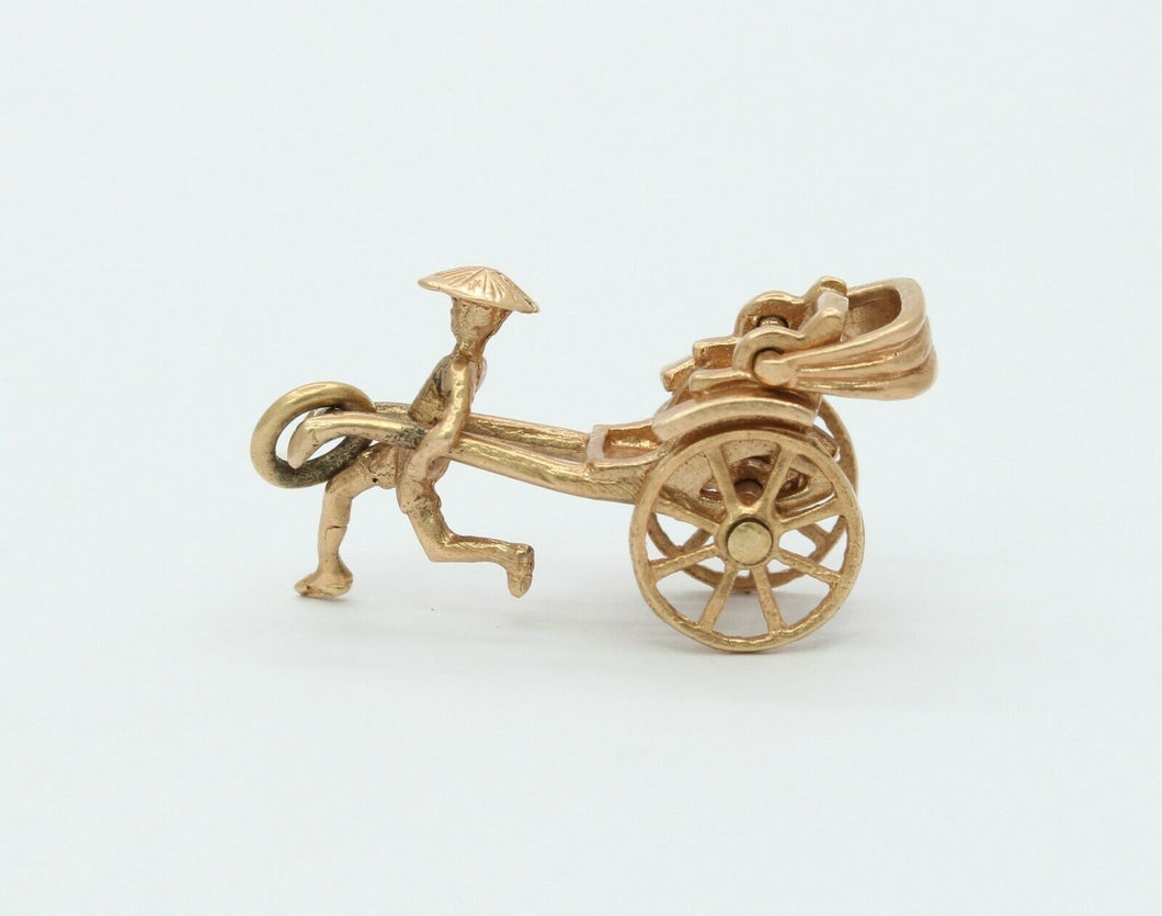 Vintage 14K Yellow Gold Rickshaw Charm