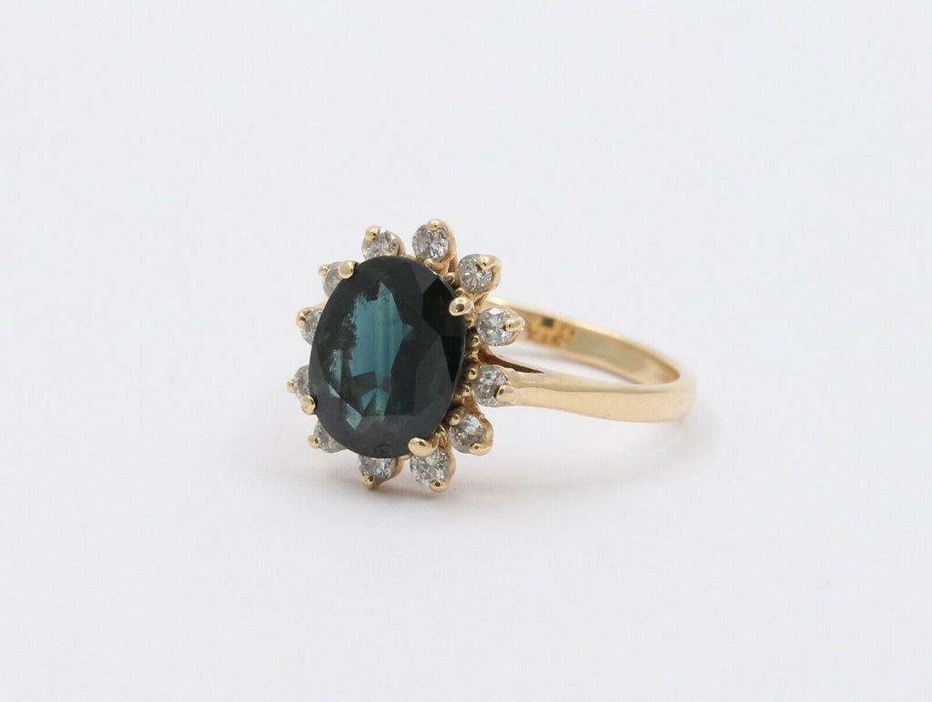 Vintage 14K Yellow Gold Sapphire Diamond Cocktail Ring
