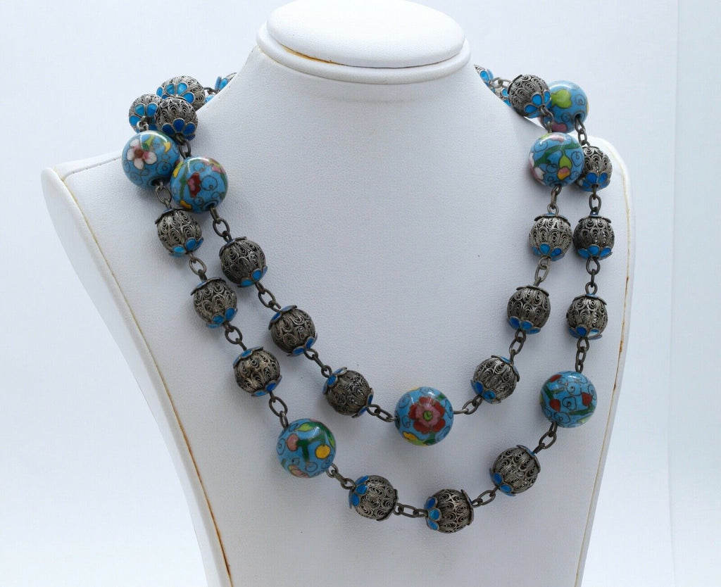 Cosine Inlaid Bead 925 Filagree Necklace