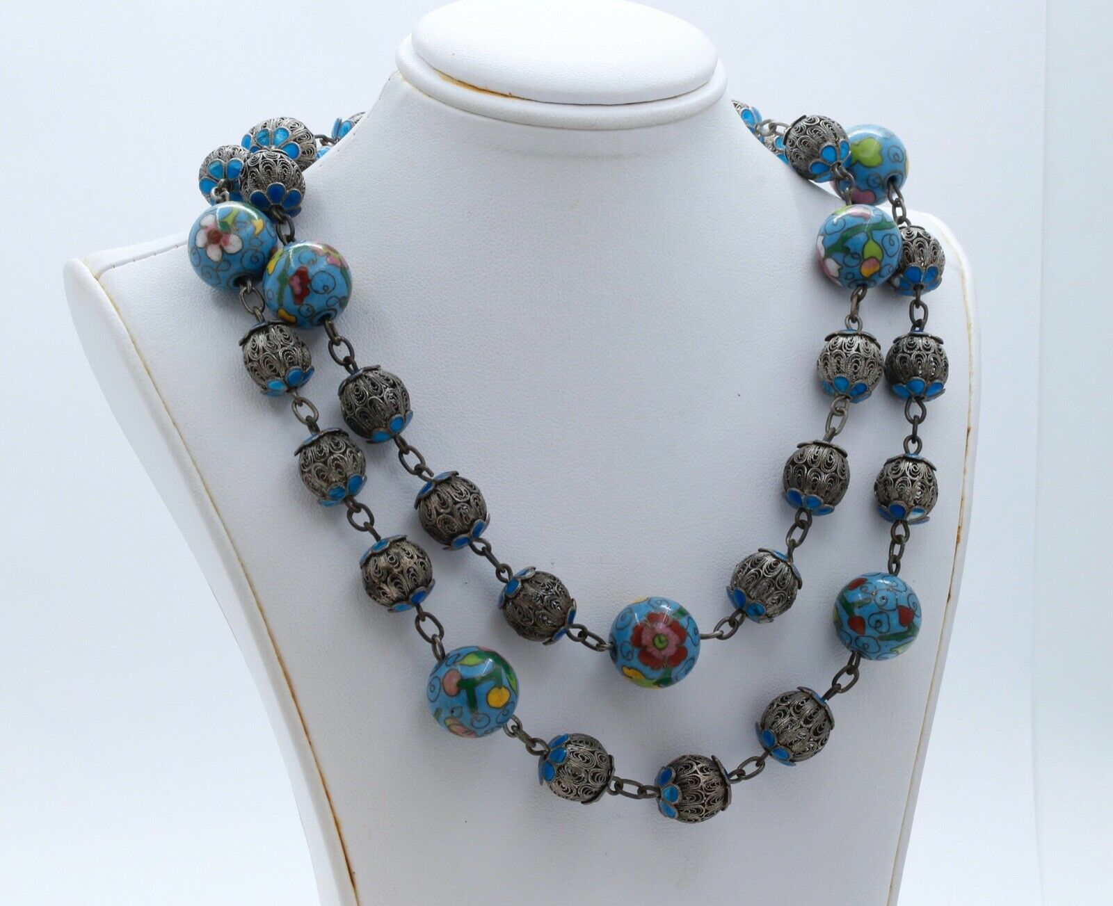 Cosine Inlaid Bead 925 Filagree Necklace