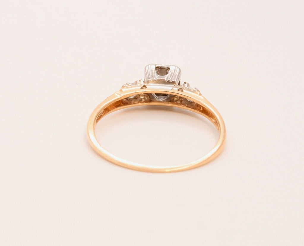Art Deco Diamonds 14K Yellow White Gold Engagement Band