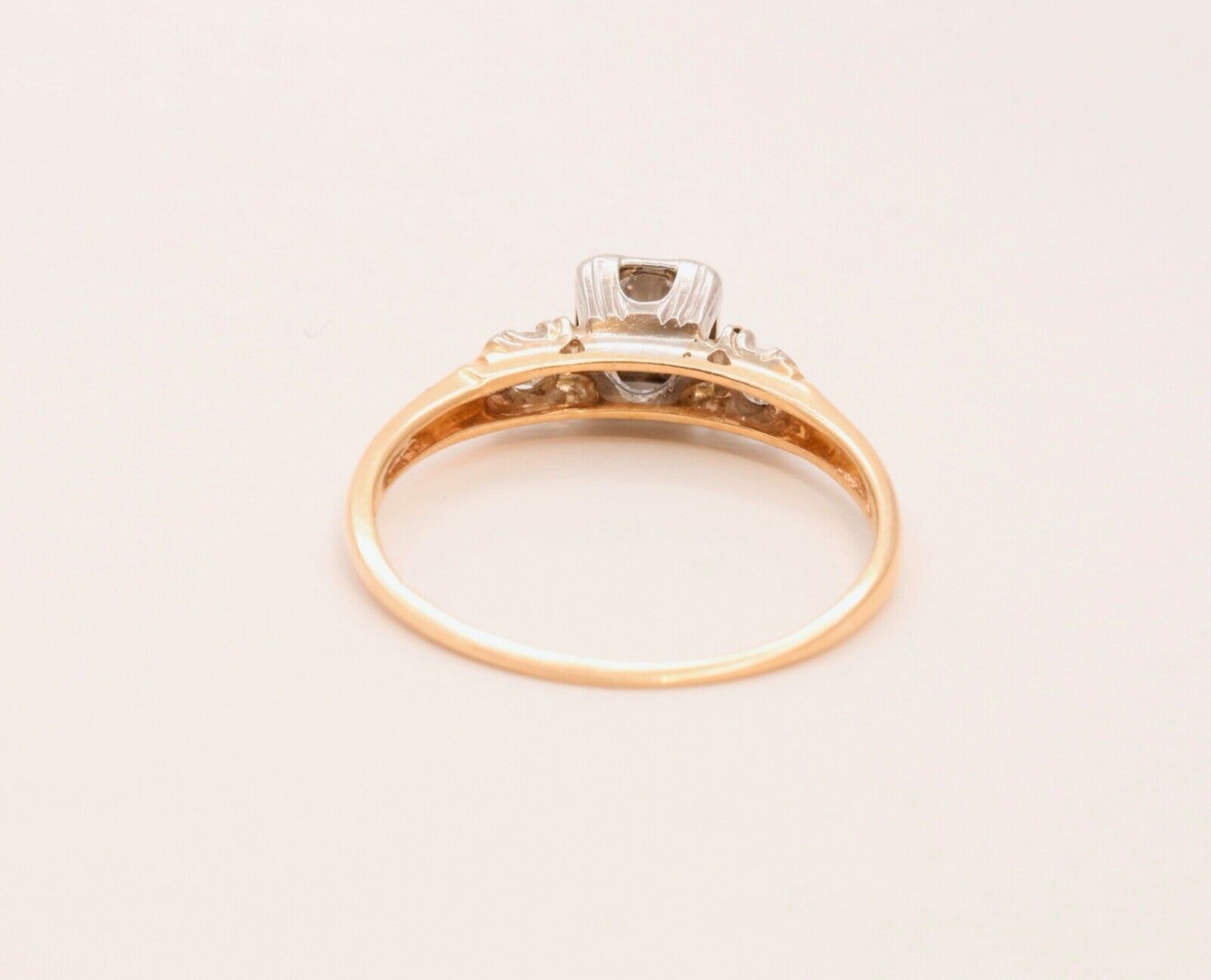 Art Deco Diamonds 14K Yellow White Gold Engagement Band