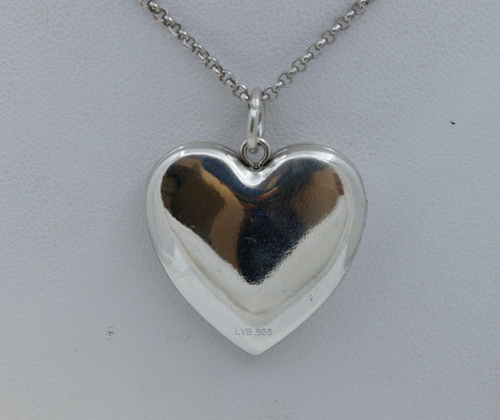 Vintage Heart Locket Pendant and Italian Sterling Silver Chain