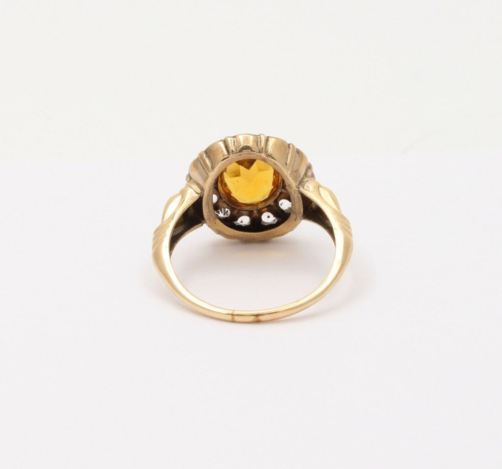 Victorian Citrine and Paste 14K Yellow Gold Ring