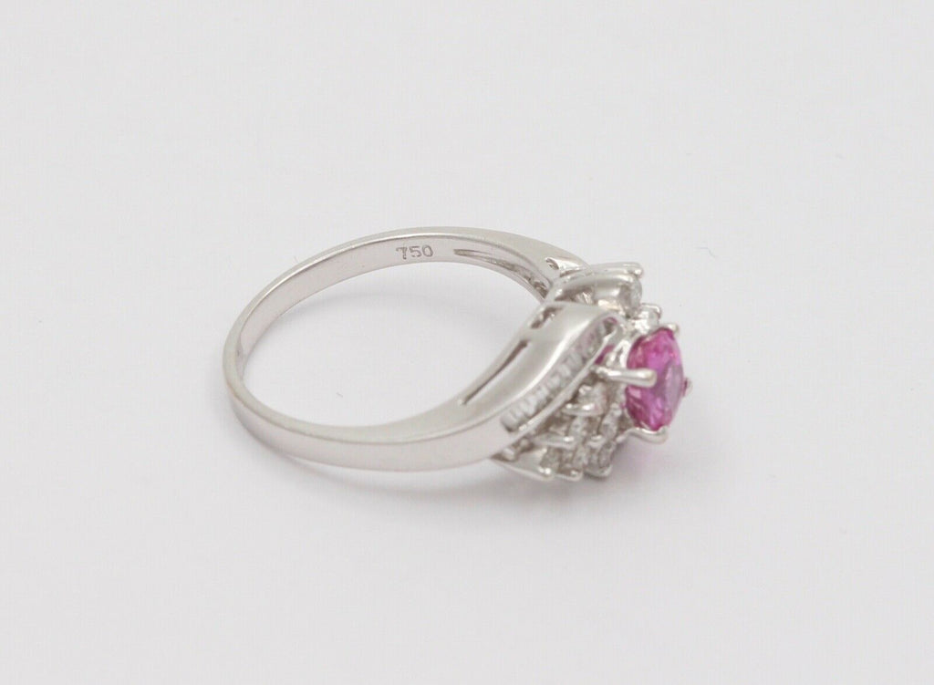 Vintage Pink Sapphire Diamonds Cocktail Ring