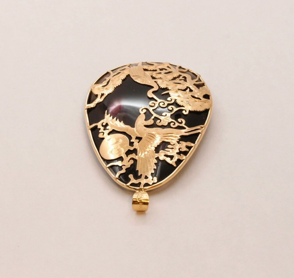 Beautiful Mystic Healing Birds Of Paradise 14K Smoky Topaz Pendant