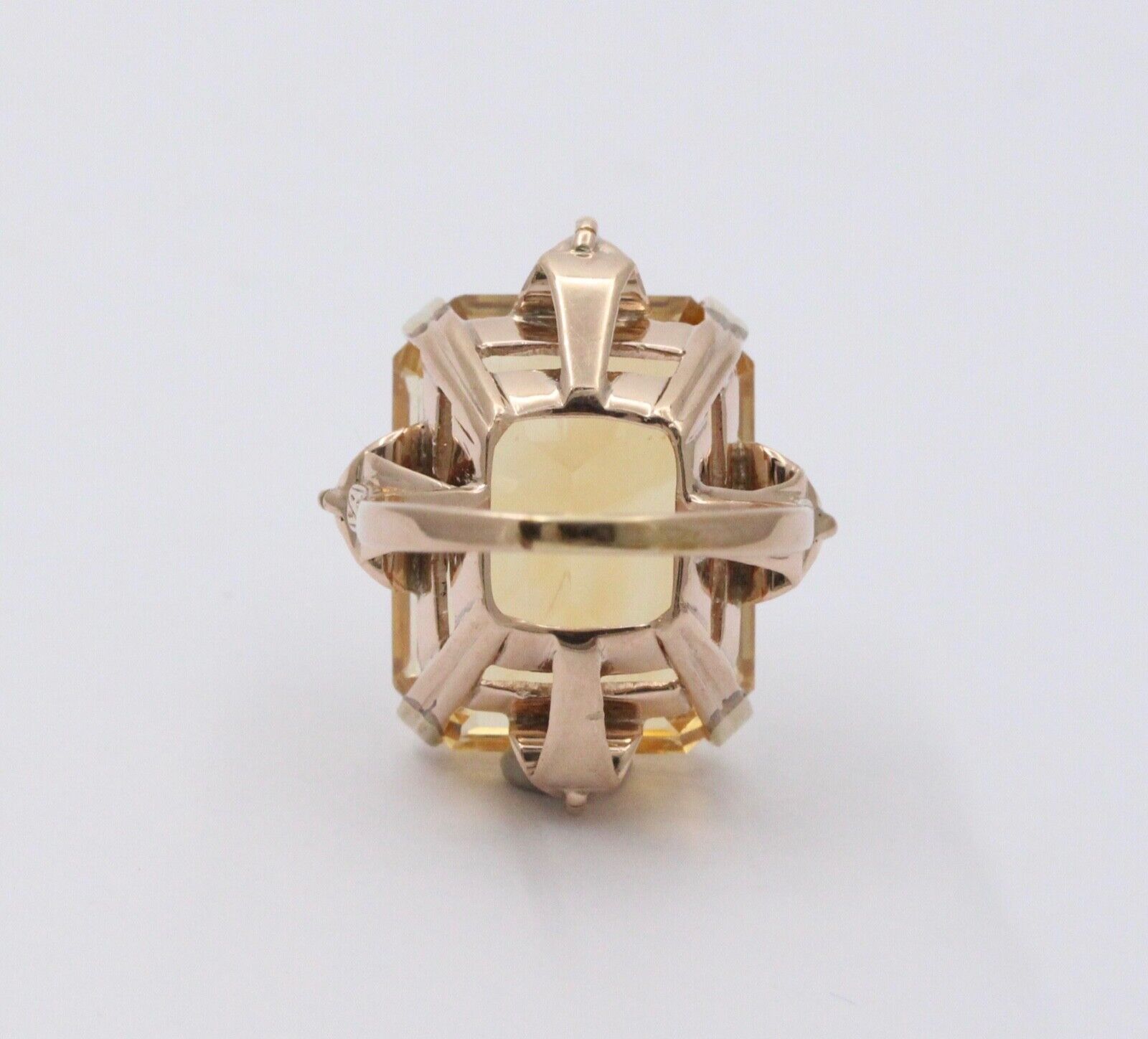 Vintage 14k Gold Large Citrine Retro Ring, Statement Ring
