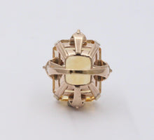 Load image into Gallery viewer, Vintage 14k Gold Large Citrine Retro Ring, Statement Ring
