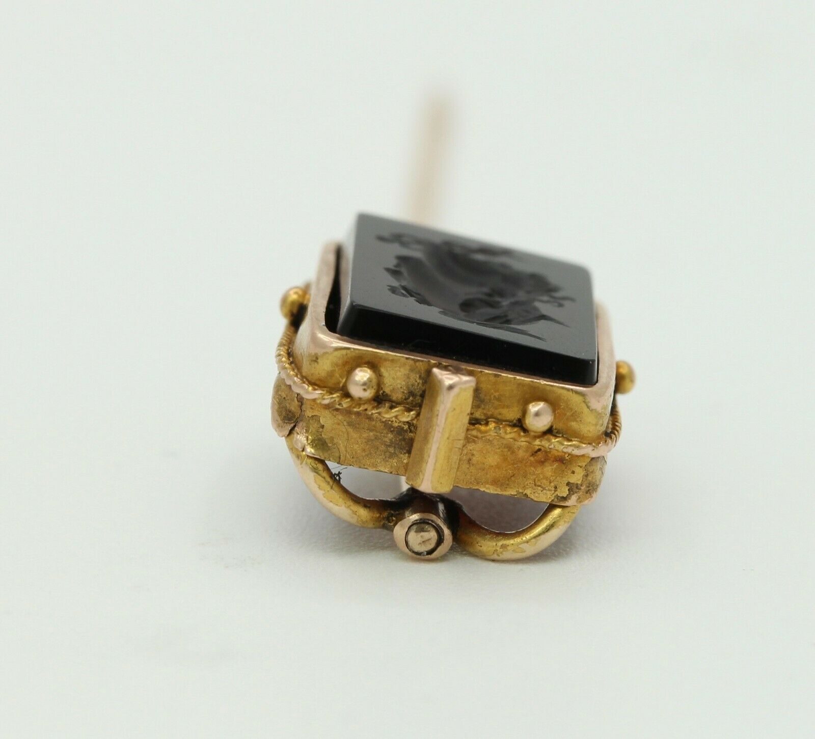 Vintage 10K Yellow Gold Sard Intaglio Stick Pin
