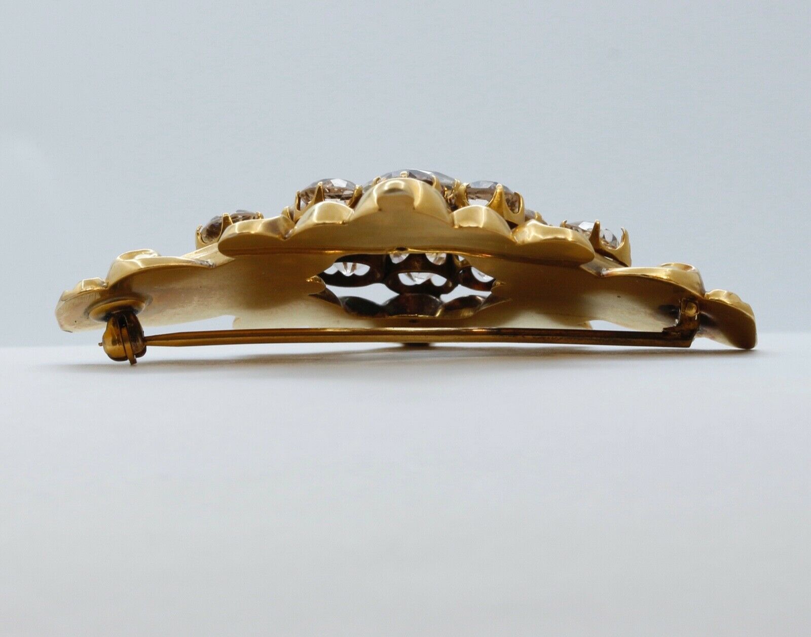 Beautiful Victorian 10K Yellow Gold Paste Stones Brooch Pin