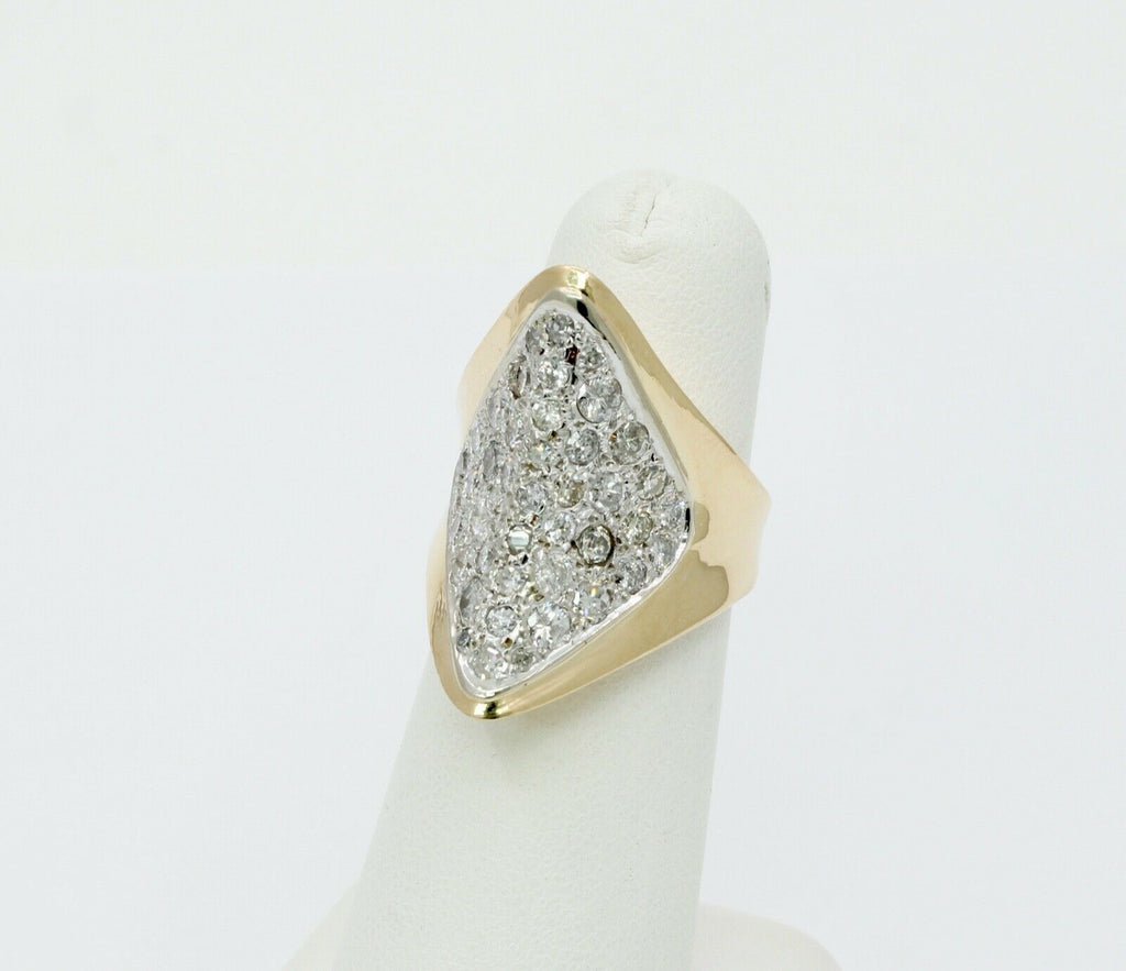 Vintage Ladies 14K Yellow White Gold Diamonds Cluster Ring