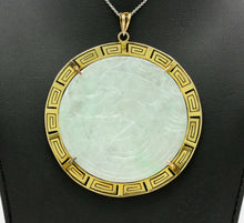 Load image into Gallery viewer, Vintage Custom Made 14K Yellow Gold Huge Carved Dragon Jade Pendant
