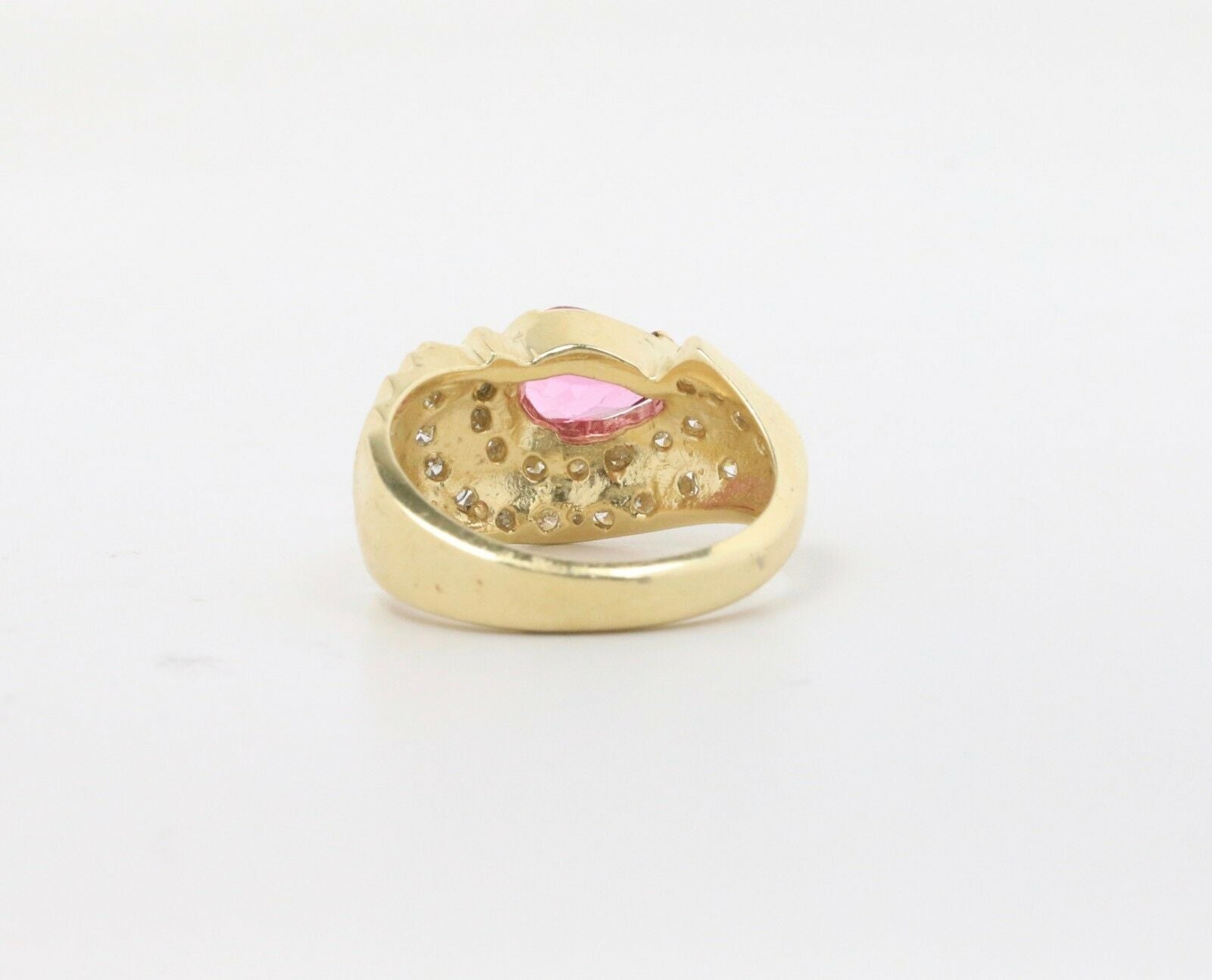 Vintage 14K Yellow Gold Pink Sapphire and Diamond Ring
