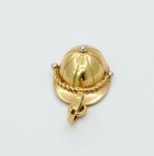 Load image into Gallery viewer, Vintage Equestrian Horse Riding Helmet 18K Yellow White Gold Pendant Charm
