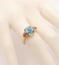 Vintage Fancy Cut Blue Topaz Madeira Citrine 14K Yellow Gold Ring