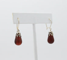 Load image into Gallery viewer, Vintage Amber 14K Sterling Silver Dangle Earrings
