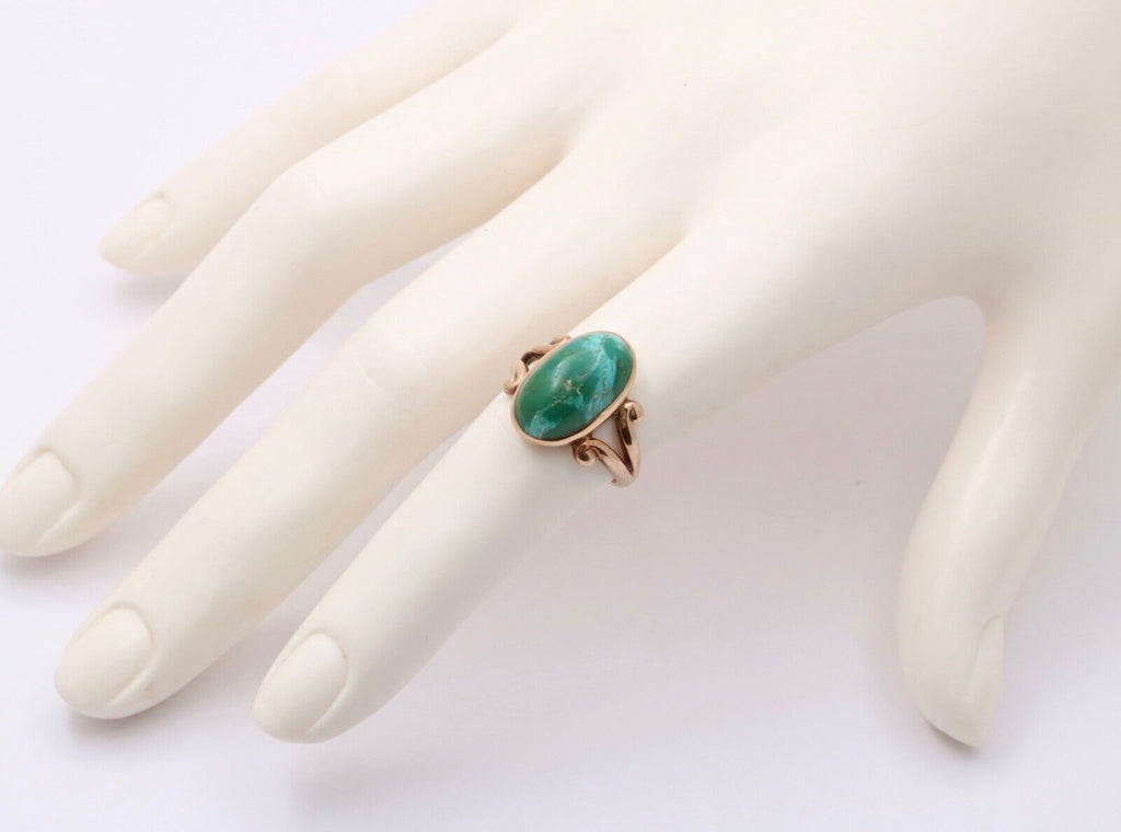 Antique Victorian 14K Yellow Gold Turquoise Ring