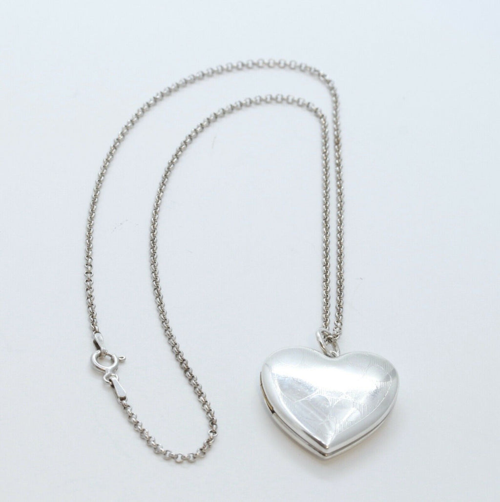 Vintage Heart Locket Pendant and Italian Sterling Silver Chain