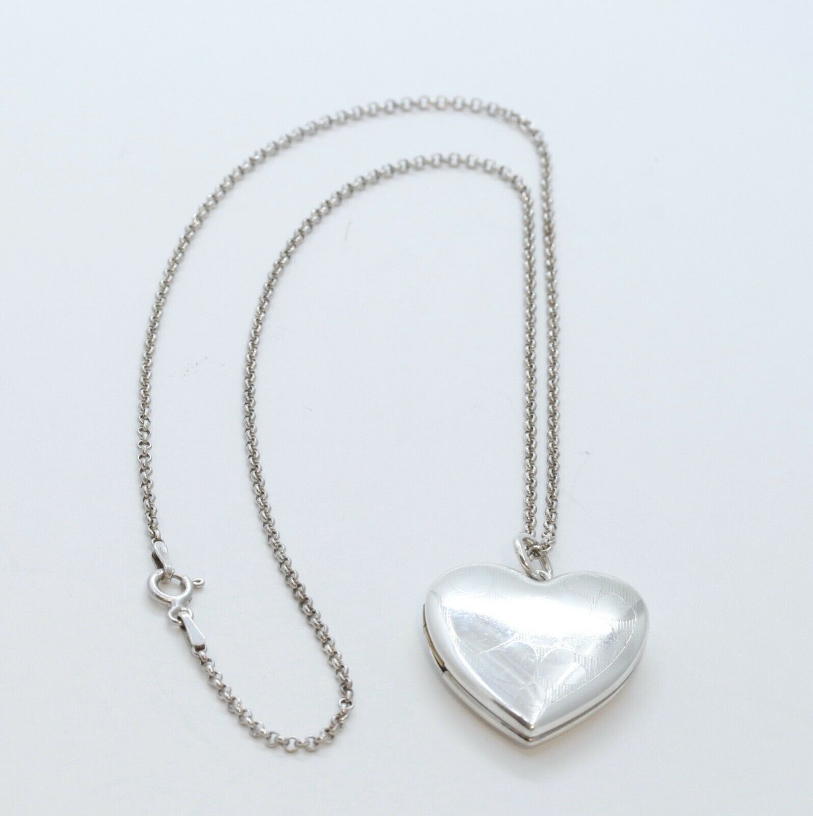 Vintage Heart Locket Pendant and Italian Sterling Silver Chain